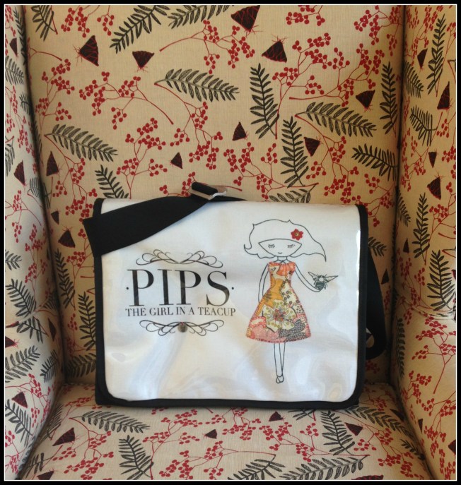 Parjie Bag on Nicola Cereni Printed Fabric Covering my 1800s Winged Back Chair